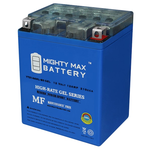 Mighty Max Battery YTX14AHL 12V 12Ah Gel Battery Replaces Yamaha XS650S2 Motorcycle 1979 YTX14AHLGEL202